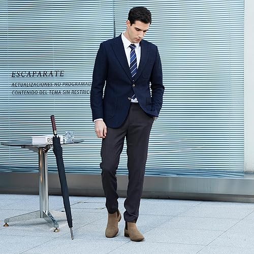 Miniatura 6 de Jousen Botas Chelsea para hombre, ligeras, informales, Chukka, botas de tobillo clásicas elásticas para hombre