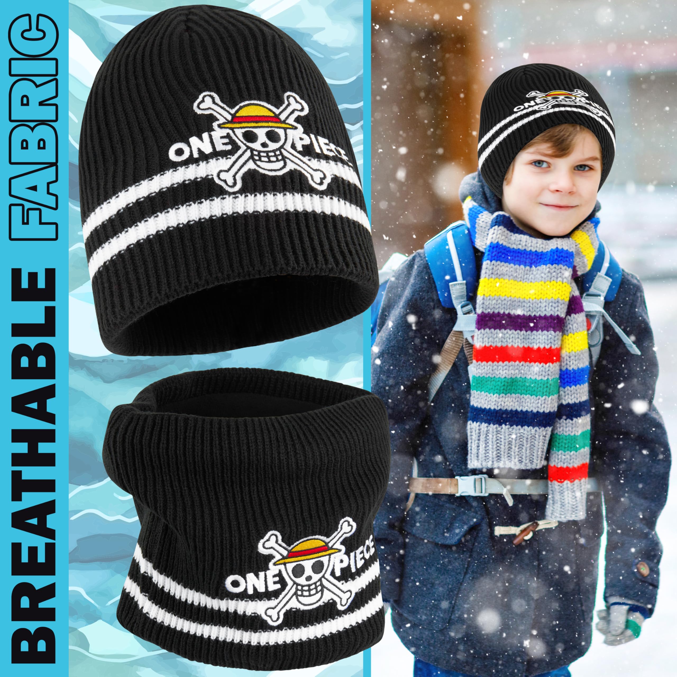 Get Trend Gorro Invierno e Cuello Niño, 2Pcs Conjunto para Niños Adolescentes, Accesorios de Invierno, Regalos de Anime