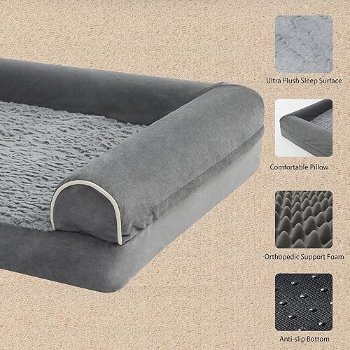 Miniatura 10 de Alfombrillas para cama para perros medianos, cama ortopédica para perros y mascotas, caja gruesa de espuma de huevo, funda extraíble lavable, parte