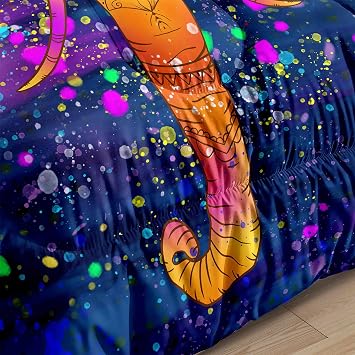 Elephant Bedding,Boho Comforter Set Twin1PC Bohemian Quilt 1PC Pillow Case