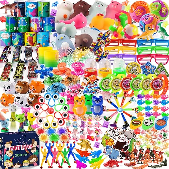 300 PCS Party Favor for Kids Goodie Bags Stuffers, Prize Box Toys for Kids Classroom Bulk, Small Fidget Toys Pinata Fillers, Treasure Chest for Students Rewards, Carnival Prizes, Birthday Gifts