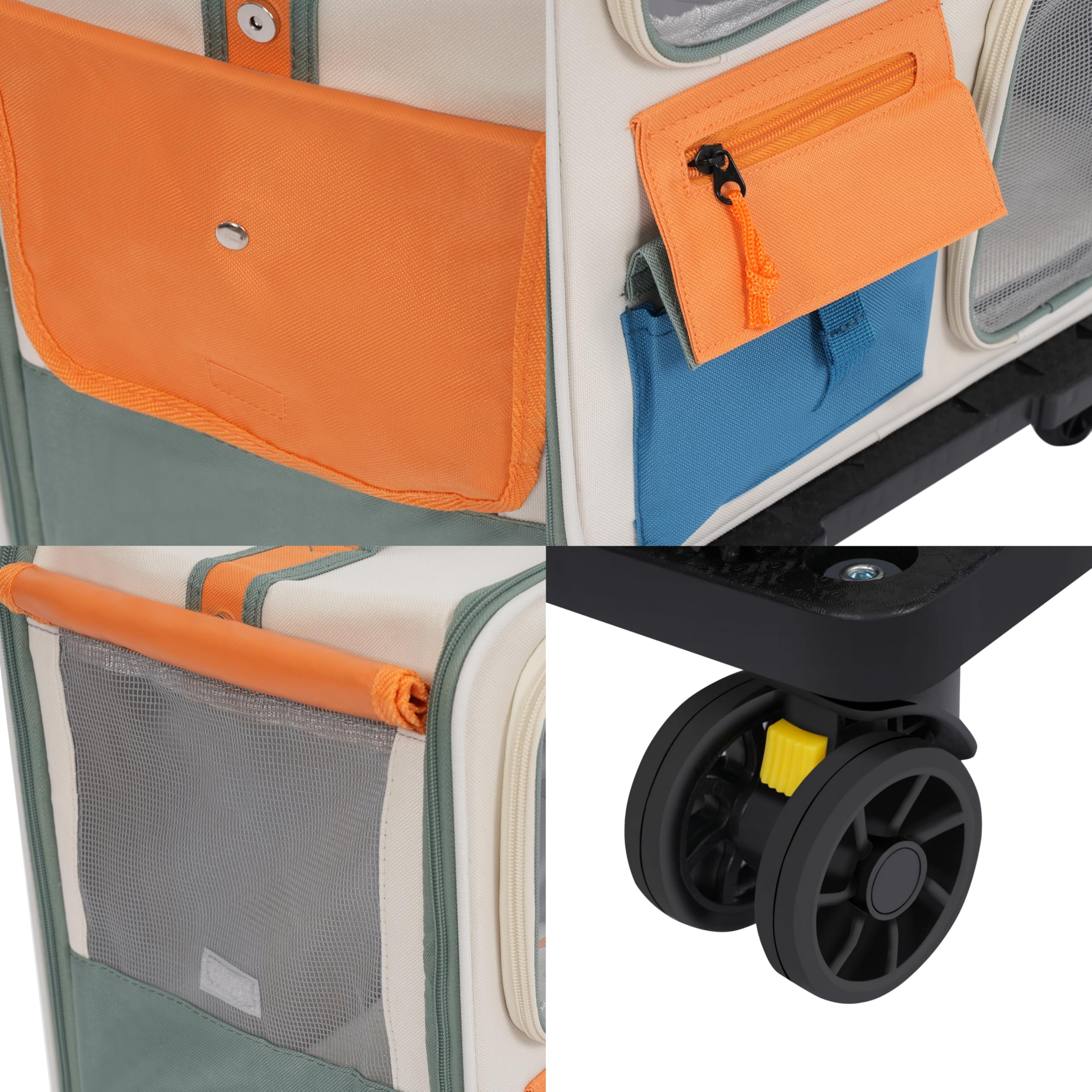 Mochila para mascotas, transportador de mascotas, carrito para perros con ruedas, bolsa de viaje para mascotas, tela Oxford, mochila para gatos con base extraíble, mochila transpirable con múltiples