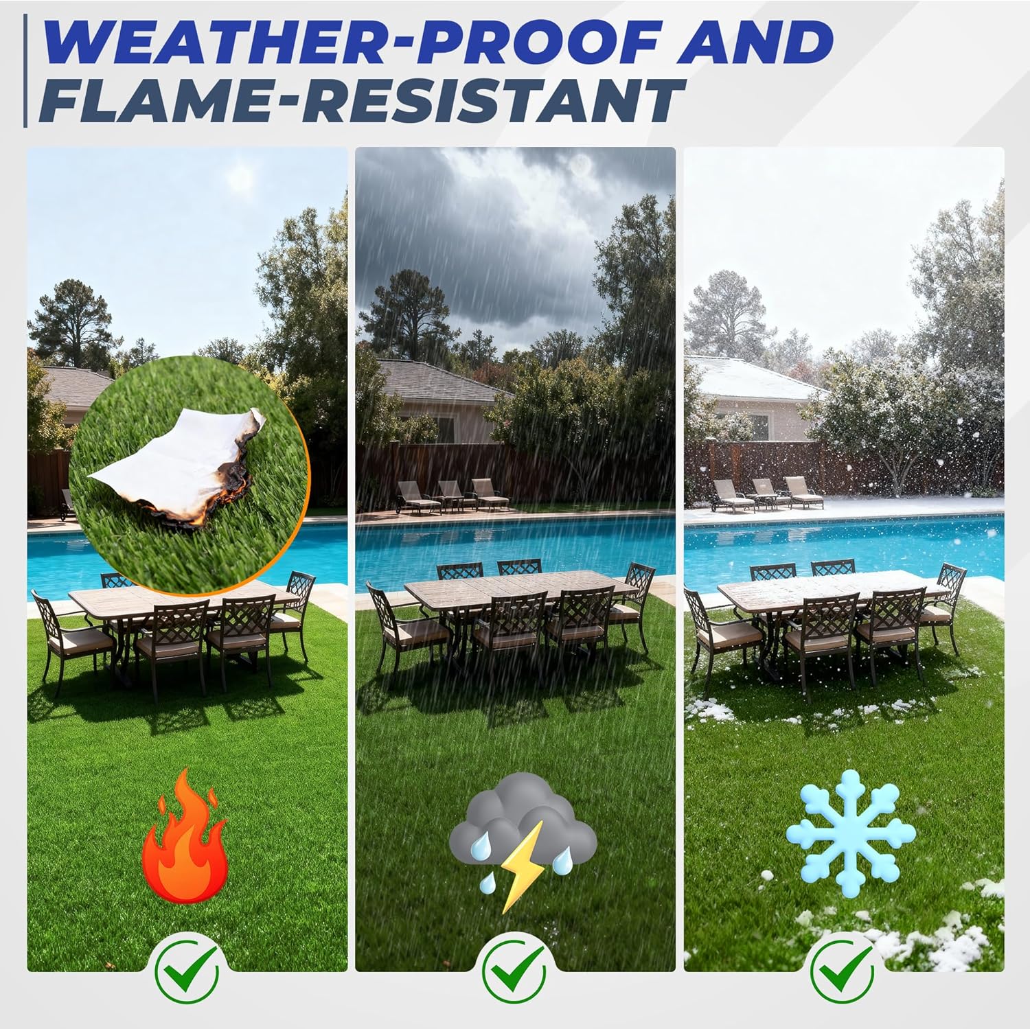 Artificial Grass Turf 4x10 FT, 1.38" Thick Fake Grass Rug, Three-Tone Synthetic Turf with Drainage, Outdoor Grass Mat for Backyard, Patio, Dogs & Golf Practice - Image 8