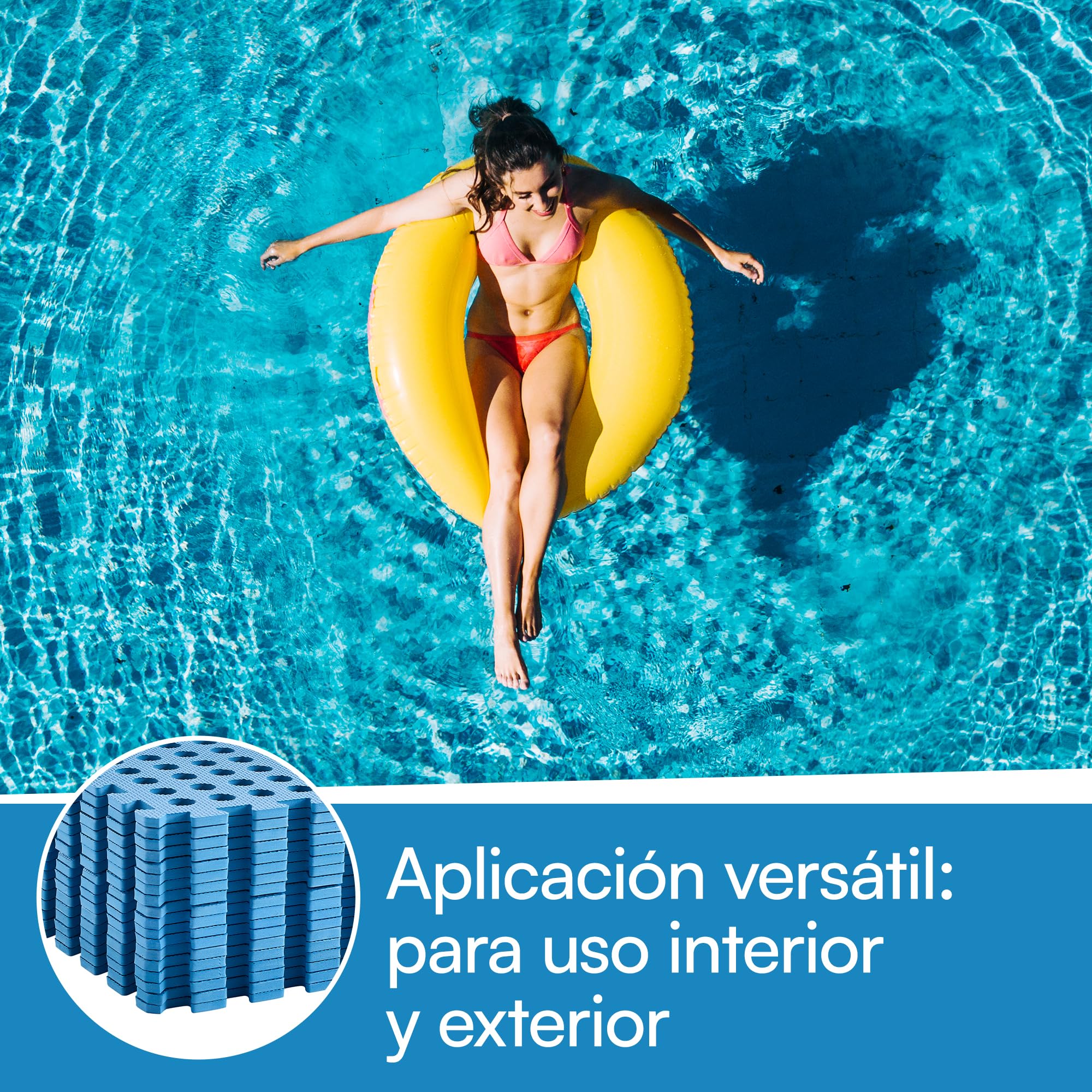 Meisterhome - Esterilla para piscina, 18 unidades, 2,88 m², protección del suelo, color azul