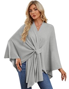 PULI Womens Elegant Shawl Wraps Soft Open Front Poncho Sweater for Spring Fall Winter