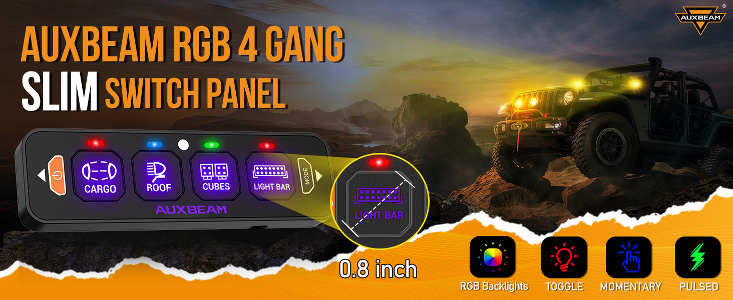 Amazon.com: Auxbeam 4 Gang Slim Switch Panel RGB AS-R40 Toggle