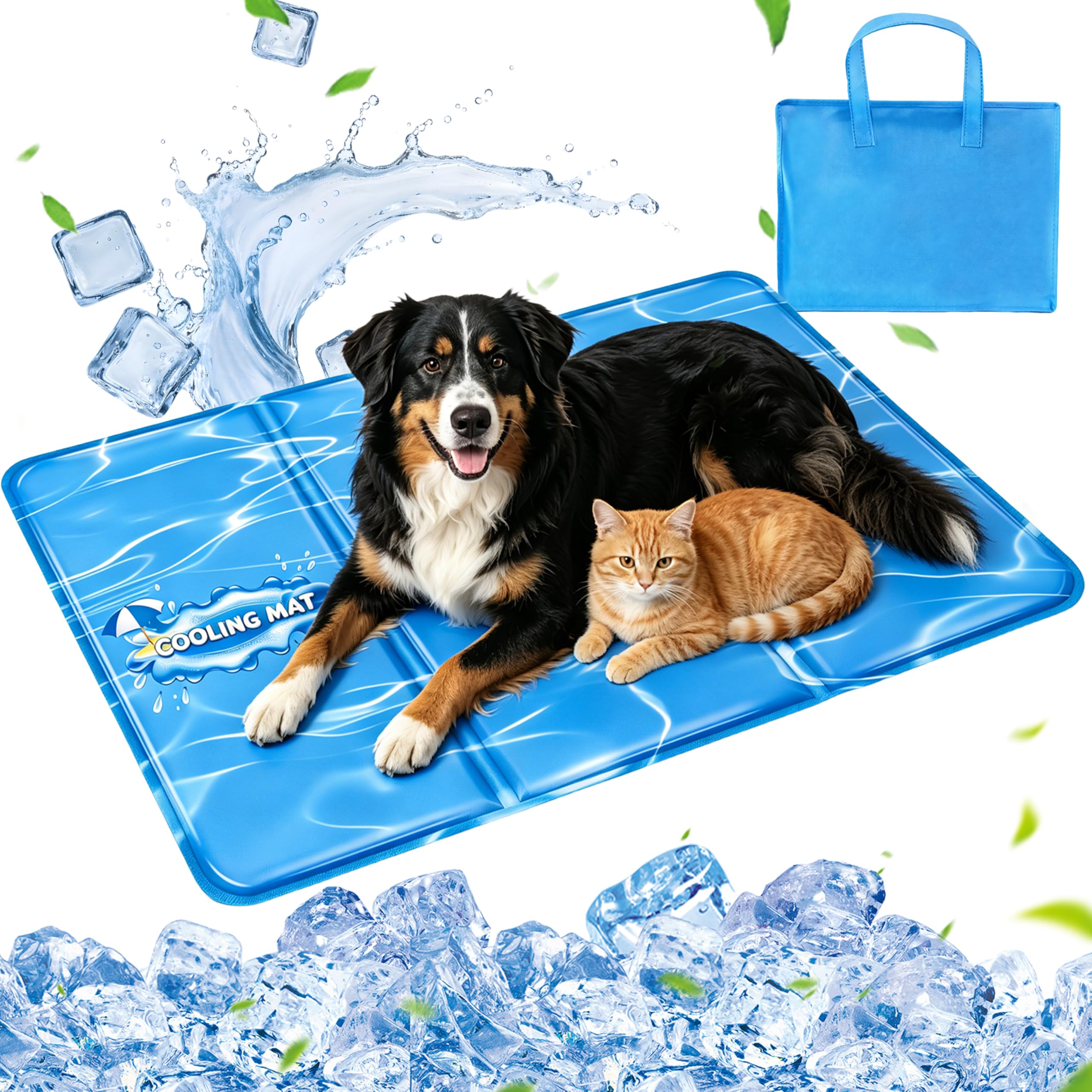 IEEILULU Alfombrilla Refrescante para Perros Gatos, Cama Refrescante Perro con Bolsa, Antidesgarros y Fácil Limpieza, Ideal para Mascotas en Verano Interior, Exterior y Coche (X-Large)