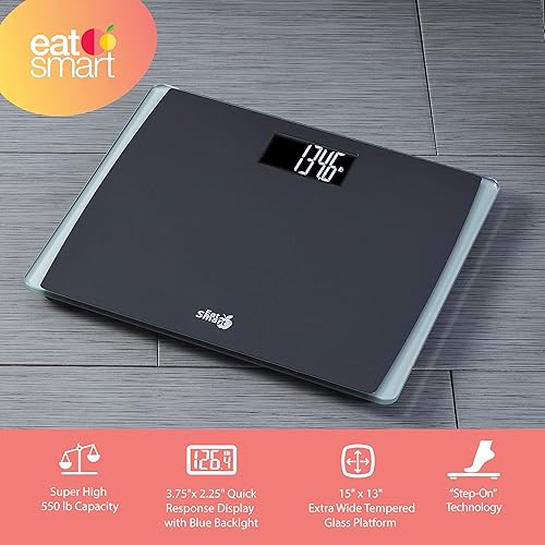 Miniatura 3 de Eat Smart Precision - Báscula digital de baño, báscula de alta capacidad de 550 libras, plataforma extra ancha, báscula de baño para peso corporal,