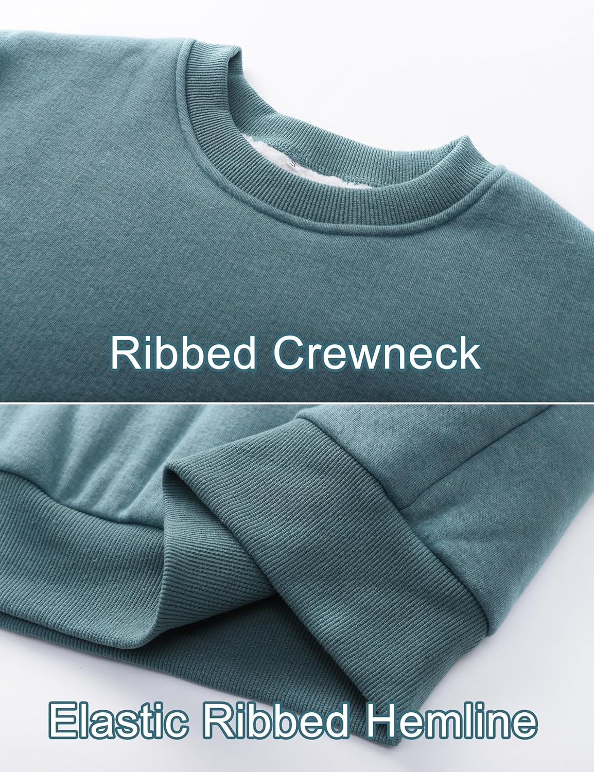 Flygo Women's Sherpa Lined Fleece Crewneck Pullover Sweatshirts Casual Winter Warm Sweatshirt - Image 7