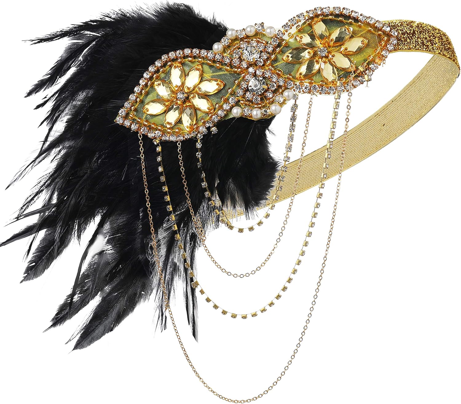 BABEYOND Women's Flapper Dresses Set 1920s V Neck Great Gatsby Dress with Accessories Set