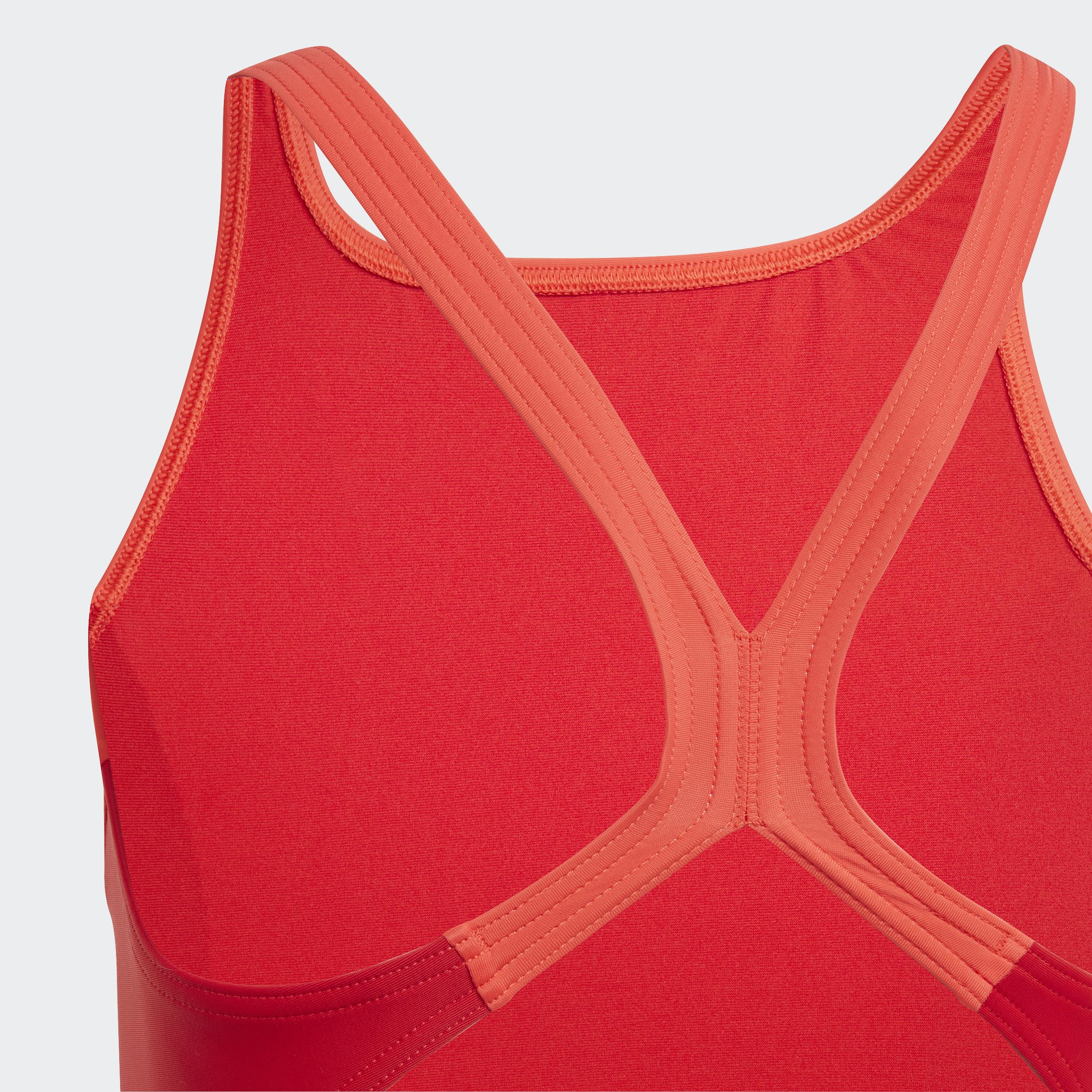 adidas Niñas Cut 3-Stripes Swimsuit, Bright Red/Better Scarlet/White, 7-8 Years