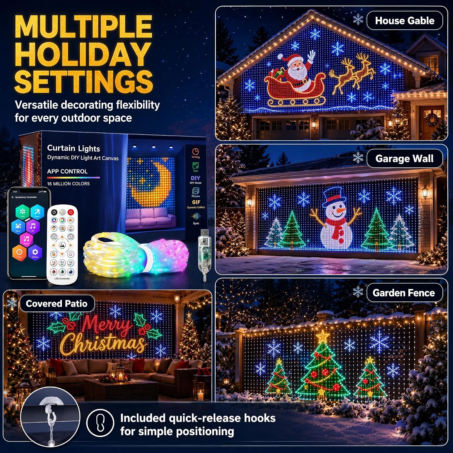 Christmas LED House Net & Smart Outdoor Wall Curtain Light (3.3 * 3.3ft) 8