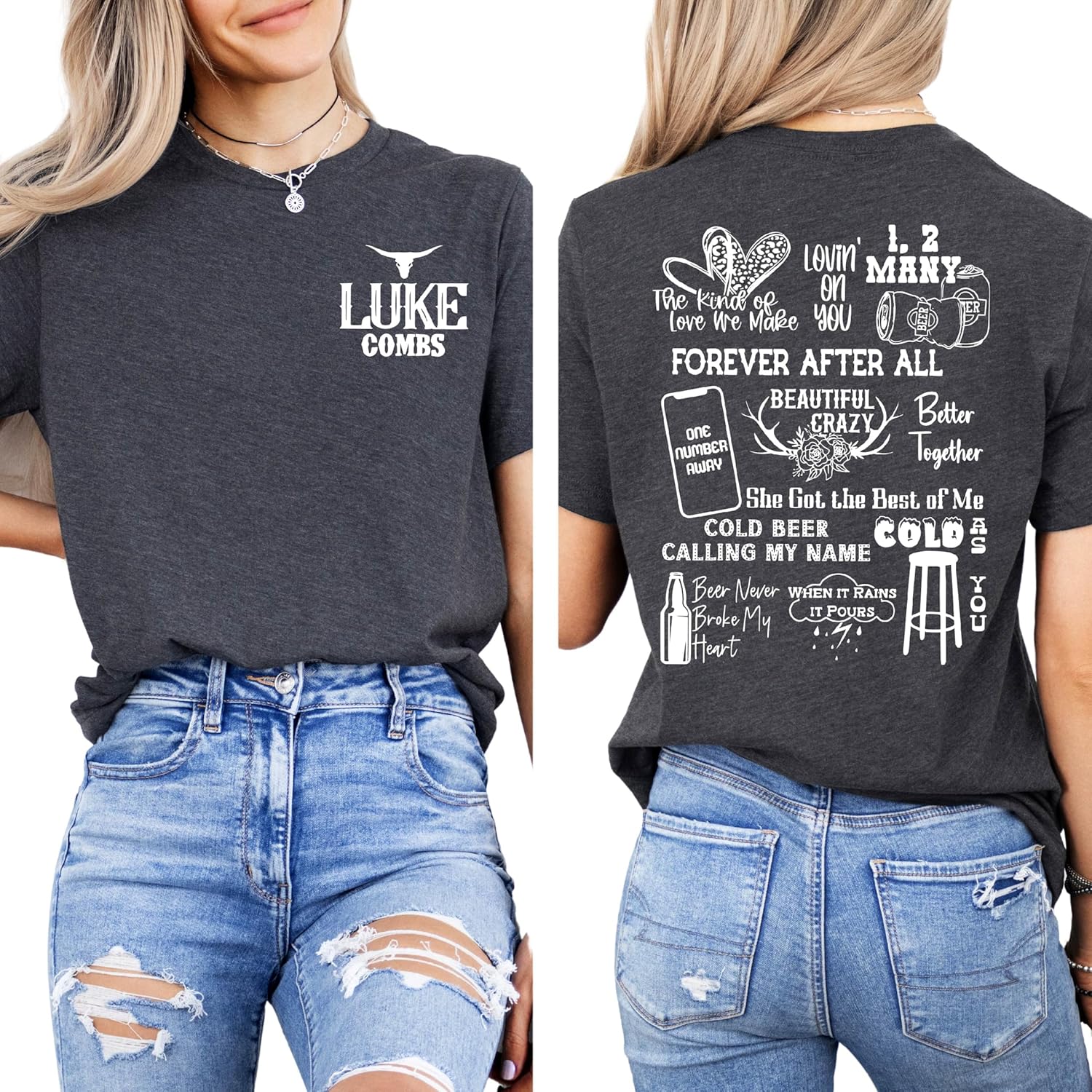 Luke Bull Skull T-Shirt, Country Music Fan Shirt, Casual Outfit Tee for Rodeo and Girls Trips, Country Music Concert T-Shirt - Image 8