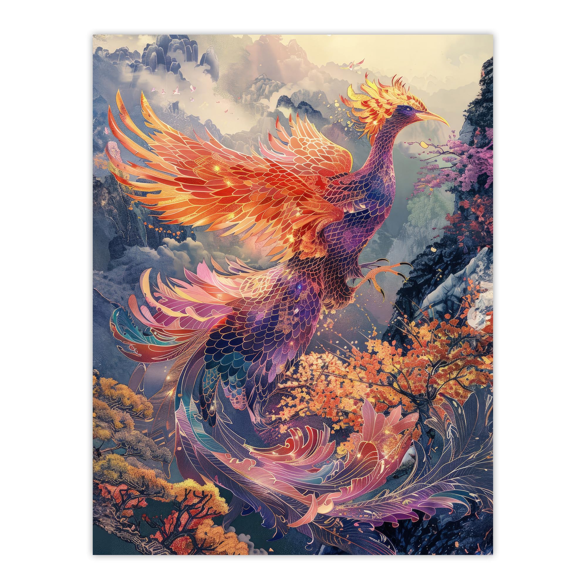 Artery8 Magical Phoenix Colourful Fantasy Concept Art For Living Room Large Wall Art Poster Print Thick Paper 18X24 Inch