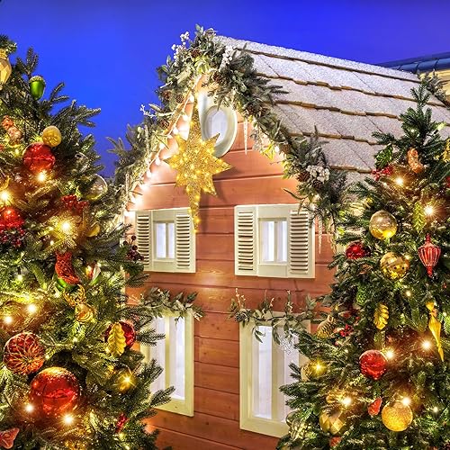 Miniatura 2 de Luces LED grandes de Navidad de 24 pulgadas con purpurina de Belén, luces LED de Navidad para exteriores, para colgar al aire libre, estrella de