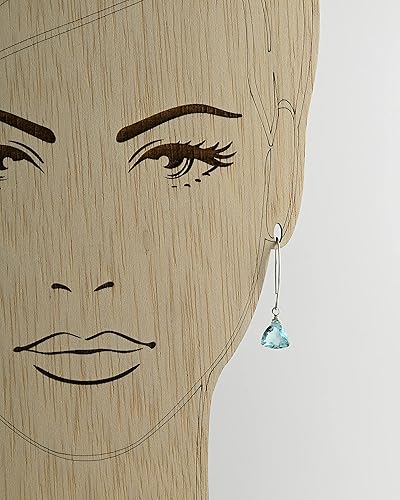 Miniatura 7 de Handmade Dangle Earrings for Women - Aquamarine Blue Quartz Sterling Silver Earrings in Gift Box - Sparkly Blue Quartz Trillion - Lightweight