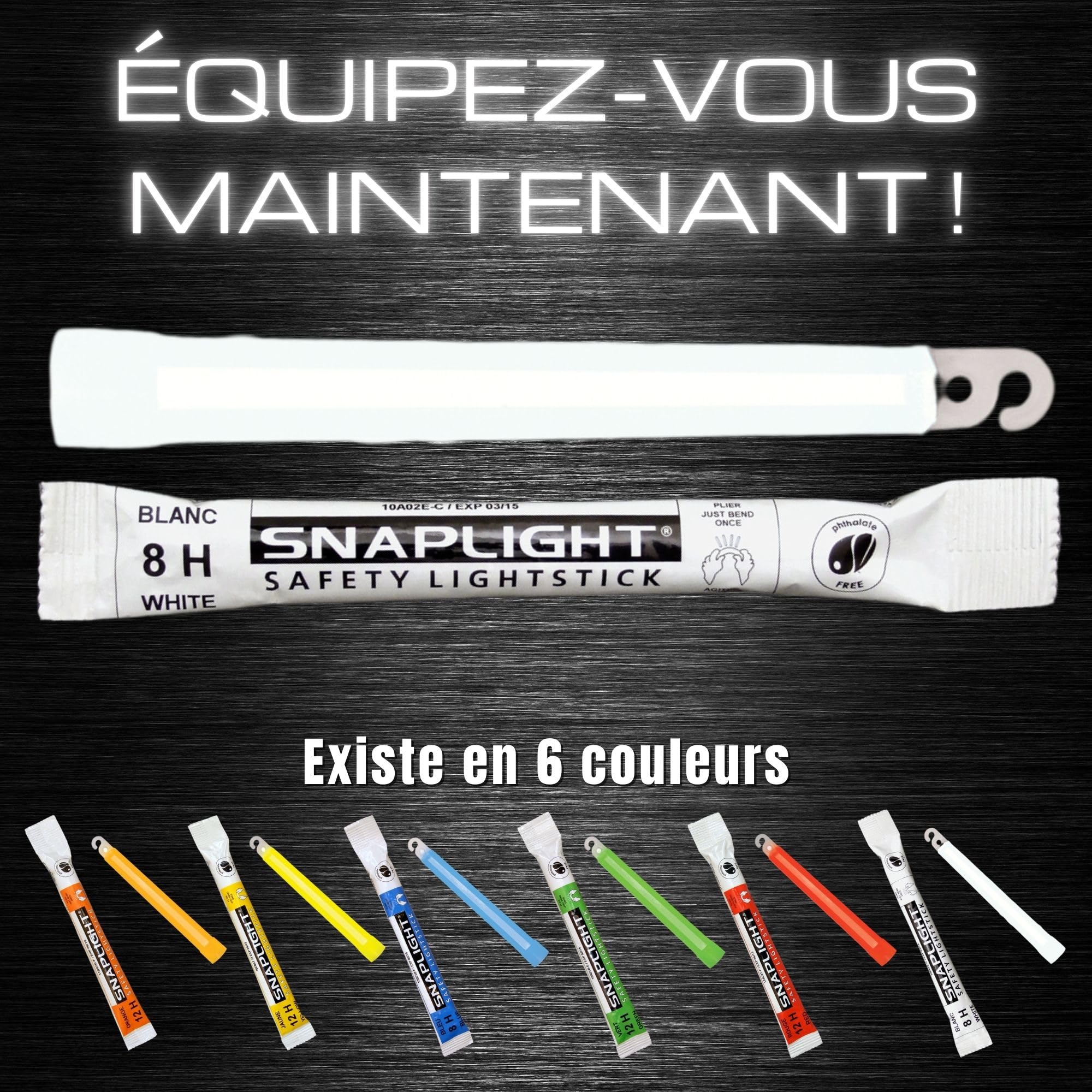 Lot de 5 bâtons lumineux Impact 40 cm - 8 heures - blanc - Cyalume