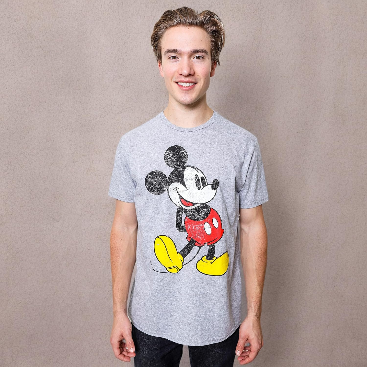 Disney Mickey Mouse Classic Distressed Standing T-Shirt(XL, Grey Heather) - Image 8