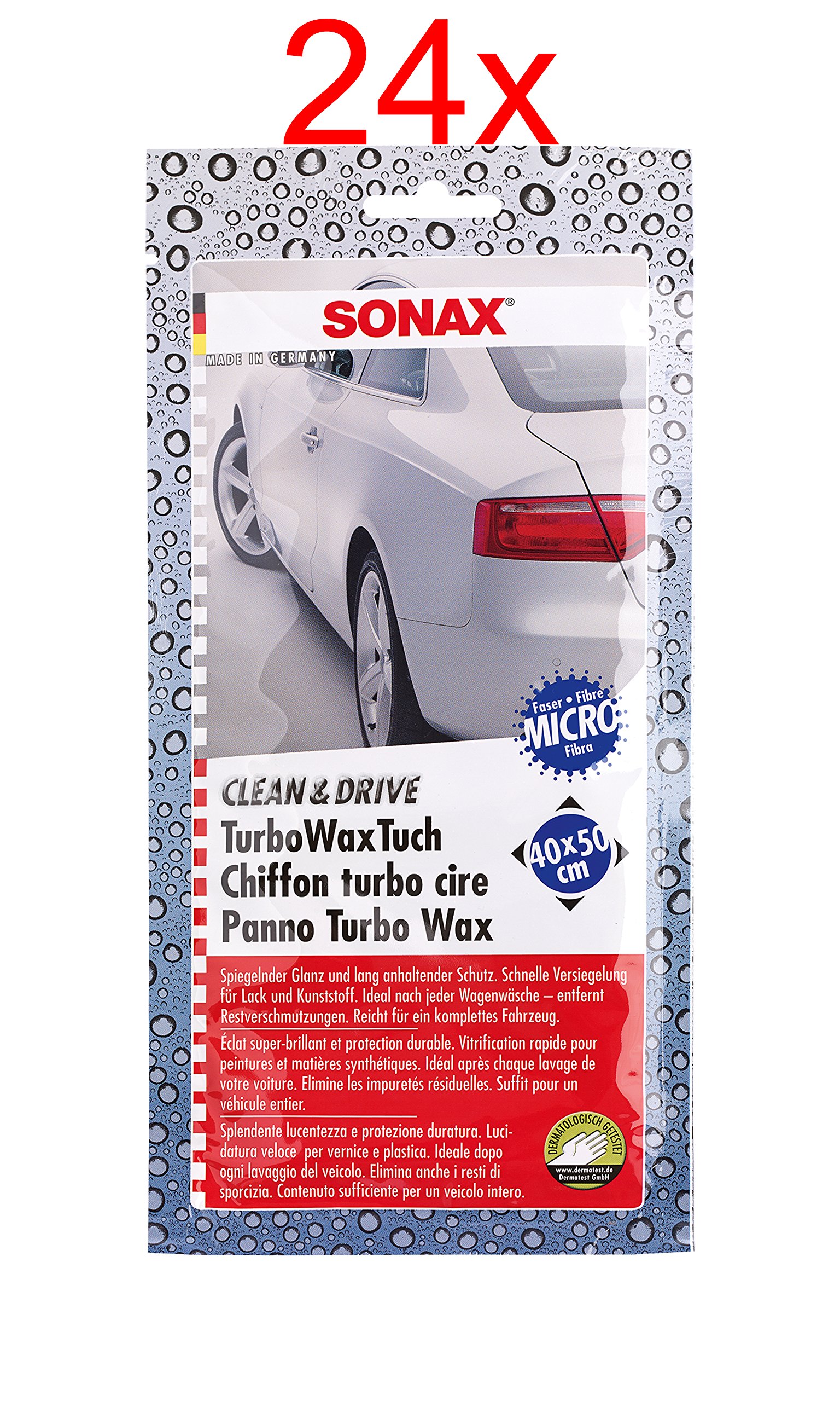 SONAX 24x CLEAN&Drive TURBOWAXTUCH Turbo Wachstuch WACHS Tuch VERSIEGELUNG