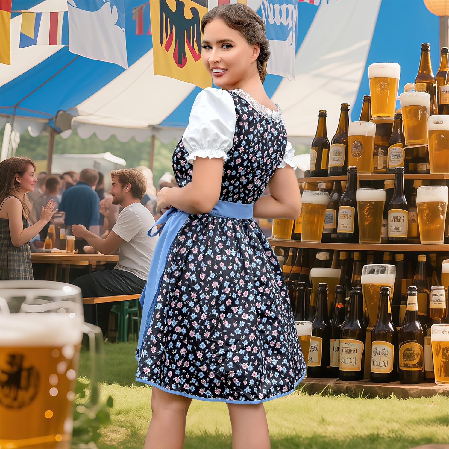 Zhitunemi Oktoberfest Outfits Women Costumes: German Dirndl Dresses Women Bavarian Beer Festival Party Wurstfest Celebrations - Image 3