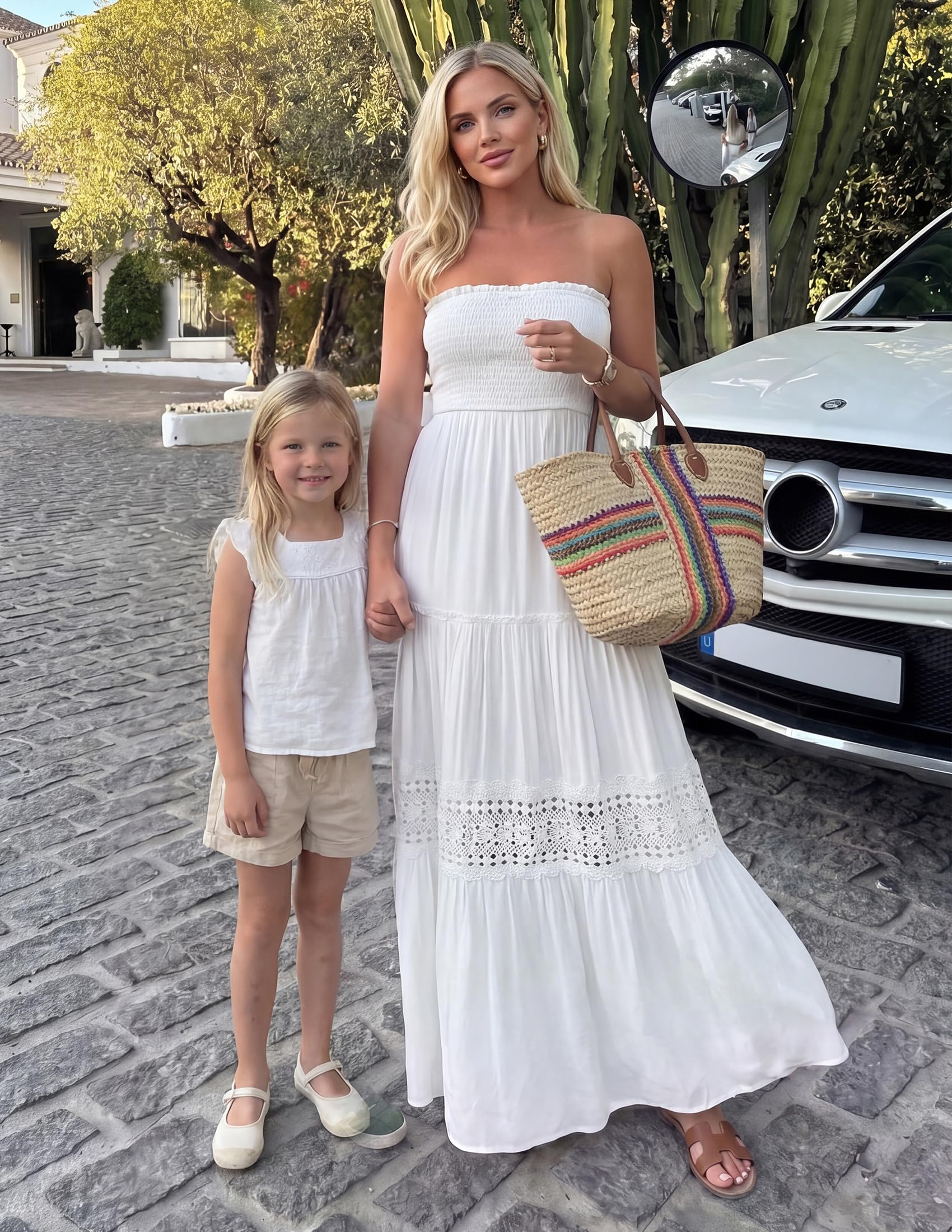 ZESICA Strapless Maxi Dress Clásico Mujer