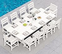 Vista 37 de SERWALL Juego de comedor al aire libre de 9 piezas, mesa y sillas de polietileno de alta densidad de 84 pulgadas para 8, juego de muebles de patio