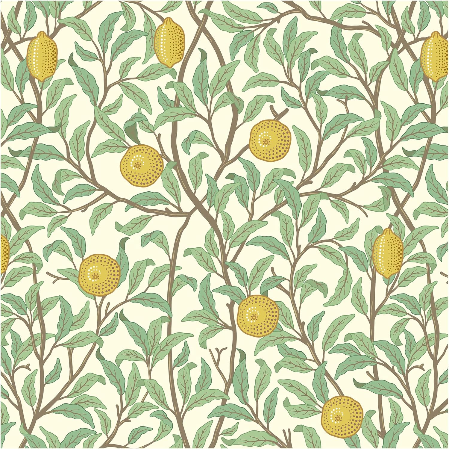 Lemon Wallpaper Leaf Peel and Stick Wallpaper Beige and Green 17.3"X197" Self Adhesive Wall Paper Removable Decorative Wallpapers Boho Contact Paper for Bedroom Bathroom Cabinets Decor Vinyl Roll 17.3" x 197" Beige and Green