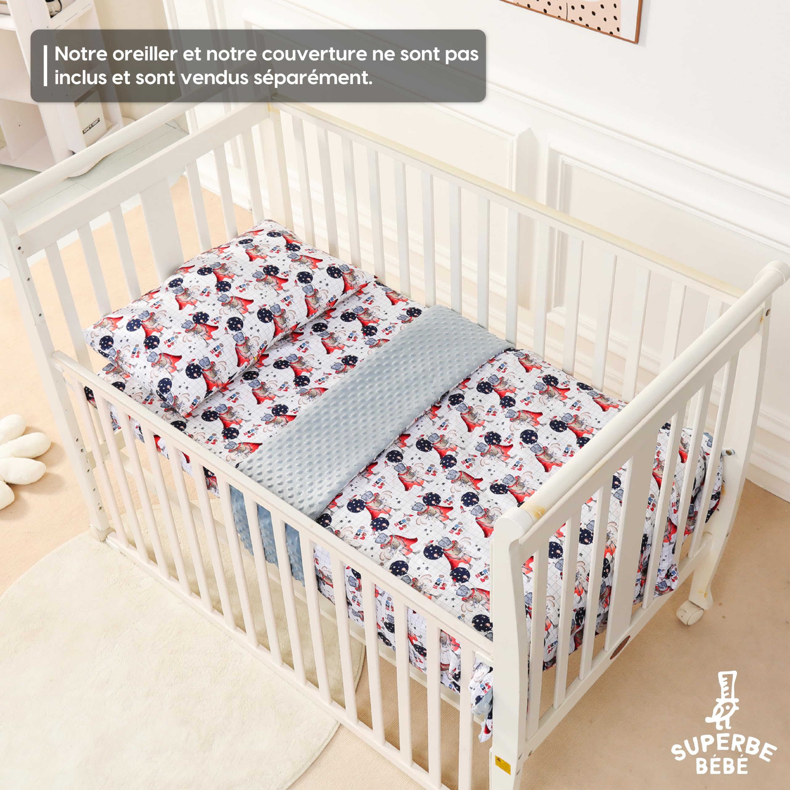 Taie D'Oreiller Enfant 33x45cm Coton Oeko-TEX - Douce Et Lavable - Motifs Enfantins - Housse Coussin Maternelle