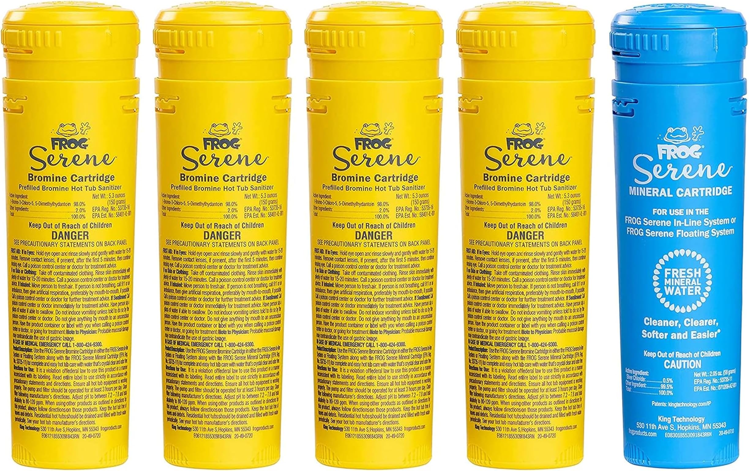 FROG Serene Replacement Mineral and Bromine Cartridge Kit for use with Hot Tub FROG Serene Floating Sanitizing System - Prefilled for Quick & Easy Hot Tub Maintenance - 4 Month Bundle