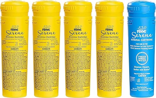 FROG Serene - Kit de cartucho mineral y bromo de repuesto para uso con el sistema de desinfectante flotante FROG Serene Hot Tub - Prellenado para un