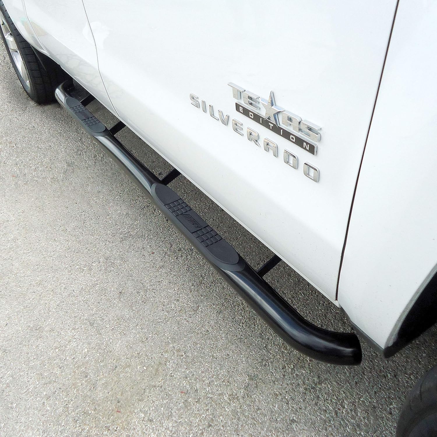 ARIES 214045 3-Inch Round Black Stainless Steel Nerf Bars, No-Drill, Fits Select Chevrolet Silverado, GMC Sierra 1500, 2500, 3500 HD