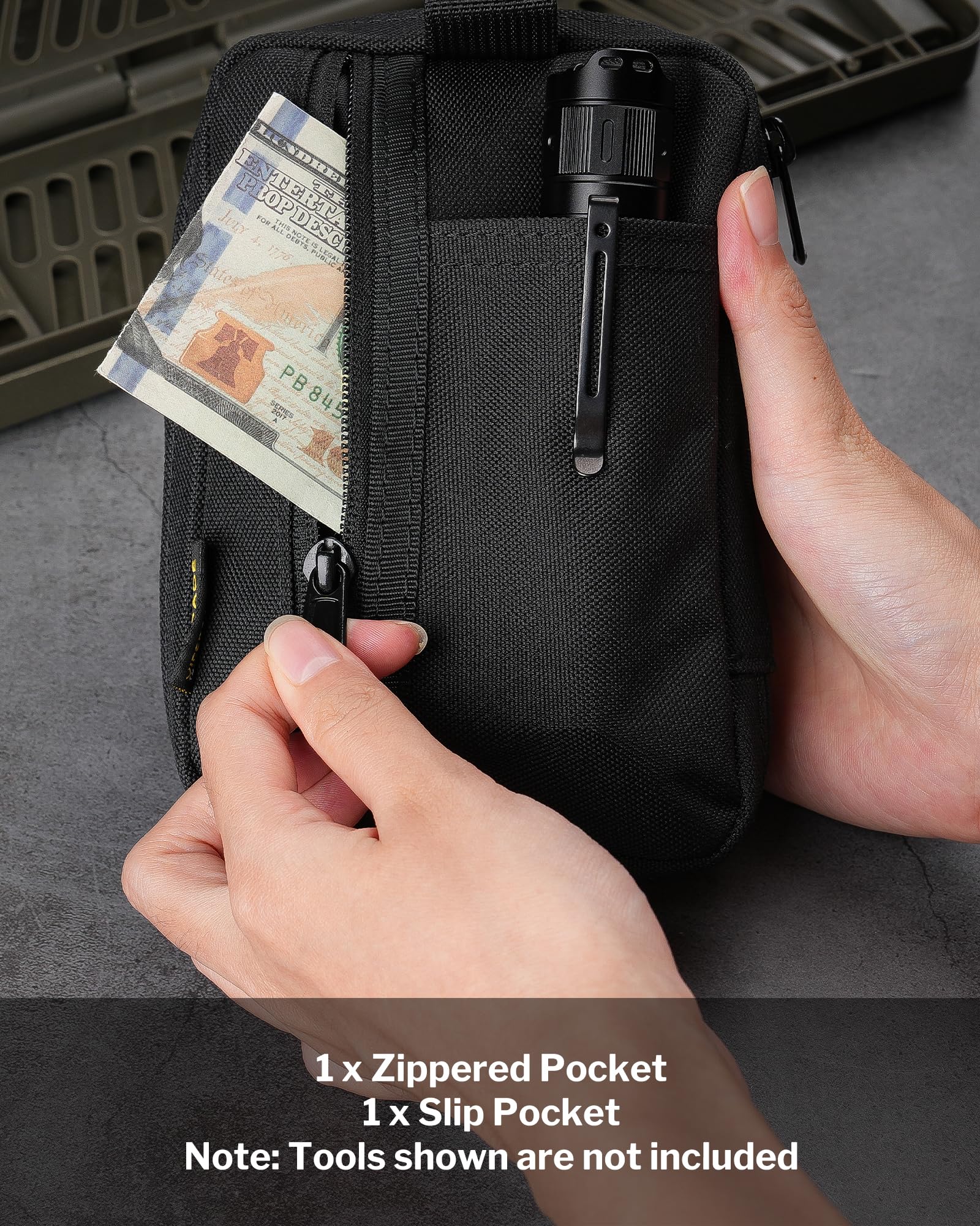 VIPERADE VE32 EDC woreczek z miejscem na naszywkę, organizer kieszonkowy Molle do codziennego noszenia, mała saszetka na pasek na multitool dla mężczyzn, Czarny, 6.29'' x 4.33'' x 1.18'', Etui