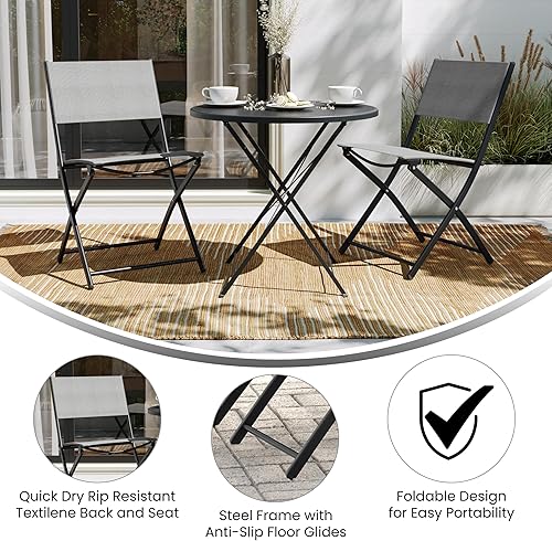 Miniatura 5 de Flash Furniture Brazos - Sillas plegables comerciales para interiores y exteriores, respaldosasientos Flex Comfort, marcos de metal, diseño plegable