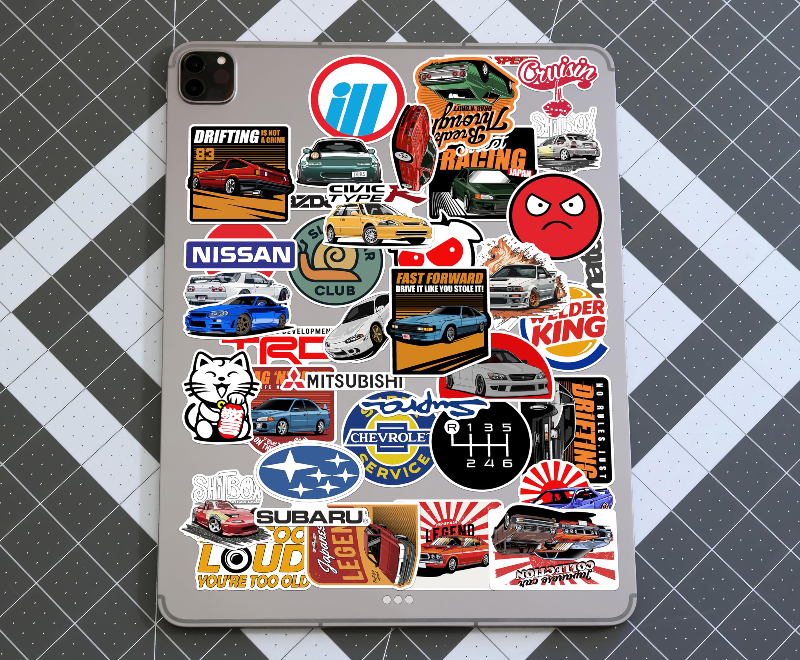 WallDesign Race-Ready 40 Collection of Authentic JDM Peel and Stick Sticker Set Mobile Laptop Accessories Gifting Durable Laminated Printed Vinyl for True Japanese Speed Culture Car Fans 51 mm