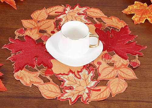 Miniatura 10 de GRANDDECO Camino de mesa para el día de Acción de Gracias de otoño de 13 x 34 pulgadas con hojas de arce para otoño, cenas familiares, decoración de