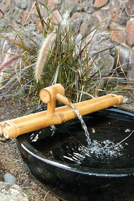 Bamboo Accents Zen Garden Water Fountain Spout, Complete Kit includes Submersible Pump for Easy Install, Handmade Indoor/Outdoor Natural Split-Free Bamboo (Classic Nozzle - 18 Inches)
