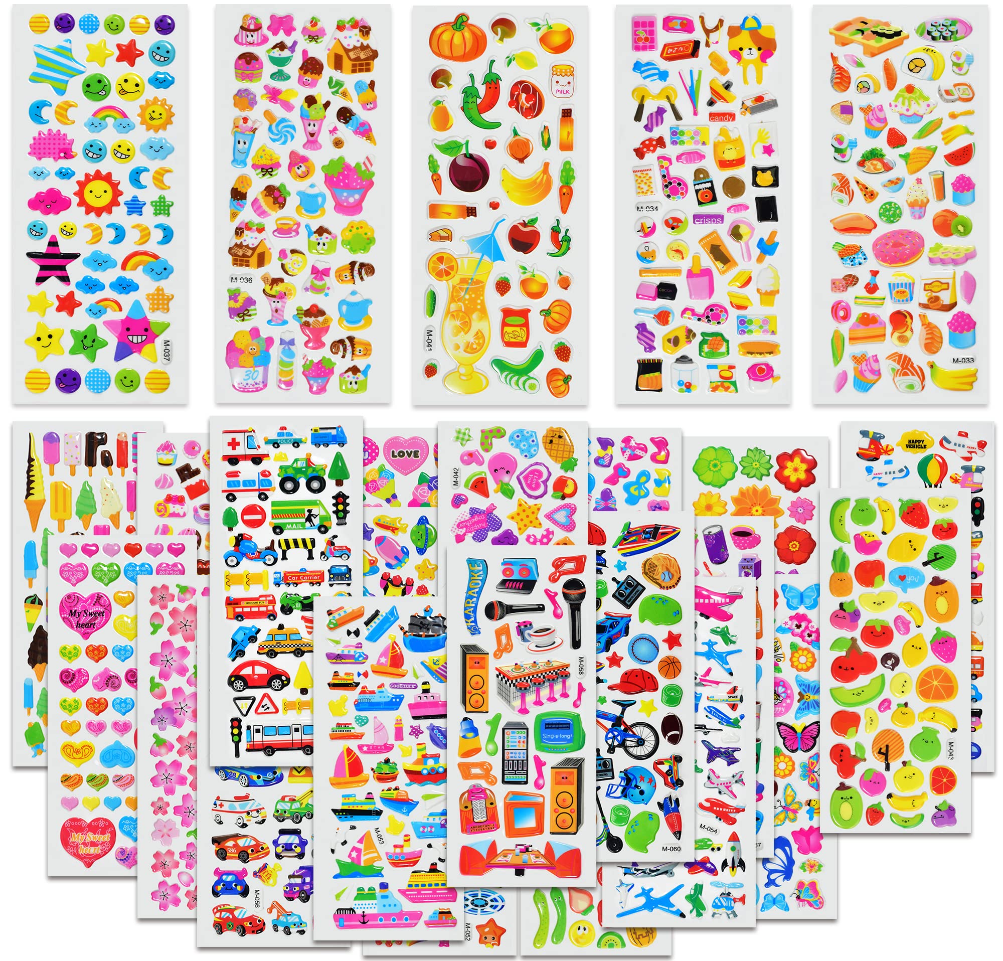 Sinceroduct Puffy Stickers for Kids, 1600+ Cute Stickers-Variety of Designs,Including Animals, Cars, Flowers, Fruits and More.