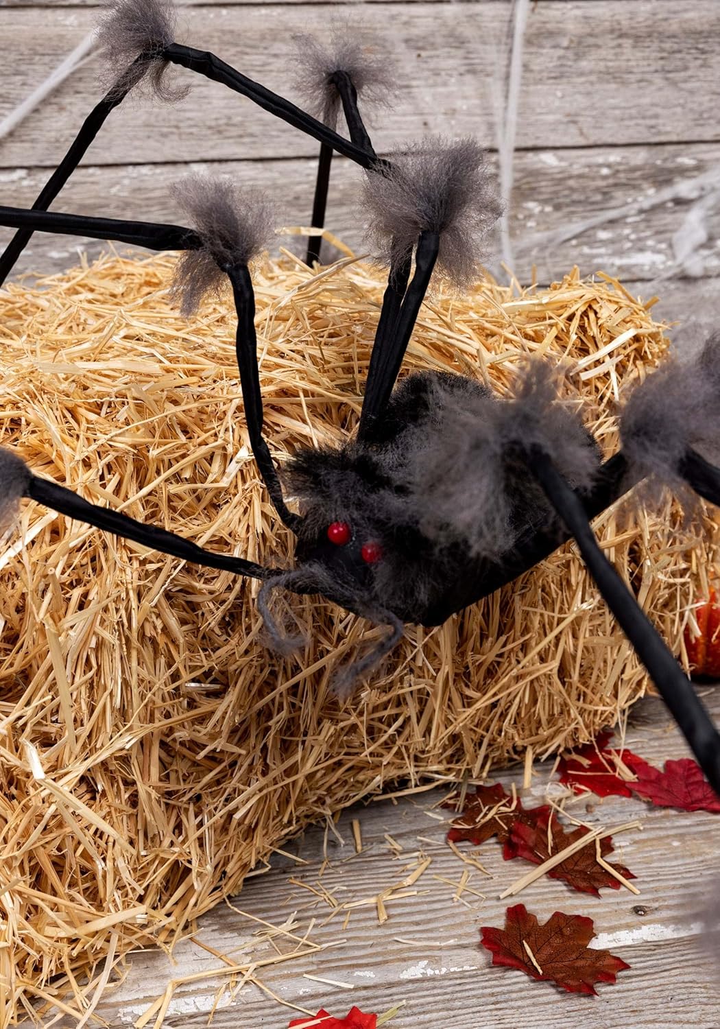 Fun Costumes Large Hairy Gray Spider Decoration for Halloween - Poseable 20" Legs & Faux Fur - Spooky Home Decor Accessory