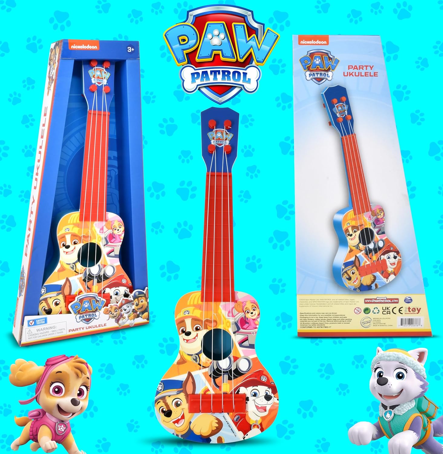Paw Patrol Kids Toy Ukulele Guitar 4 String for Toddlers Party Guitar Ukulele Play Musical Instrument Mini Children Guitar Beginner for Kids Ukulele Instrument Set
