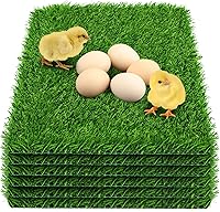 DenForste 6 Pack Washable Artificial Grass Chicken Nesting Pads 12x12 Inch - Reusable Coop Mats Protect Eggs for Chickens & Pets