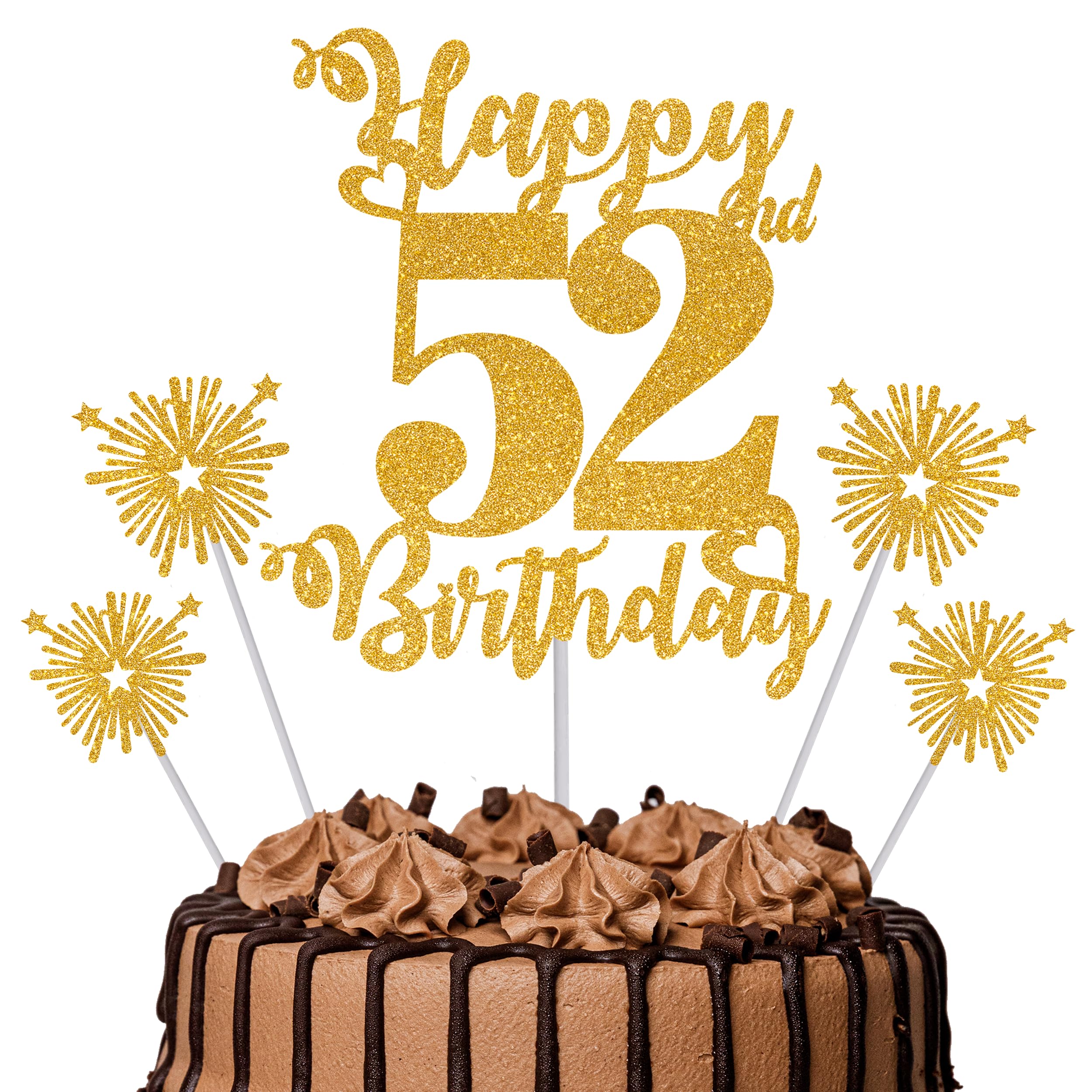 Gold Glitter 96th Birthday Cake Topper Set – 5 Piece Premium Glitter Birthday Decoration & Party Supplies for Men, Women & Kids – 96th Birthday — view 92
