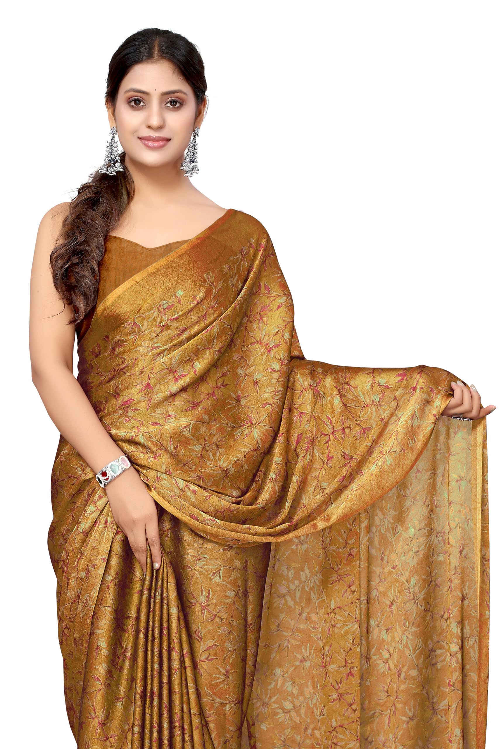 MIRCHI FASHION Women's Chiffon Floral Printed Saree with Blouse Piece