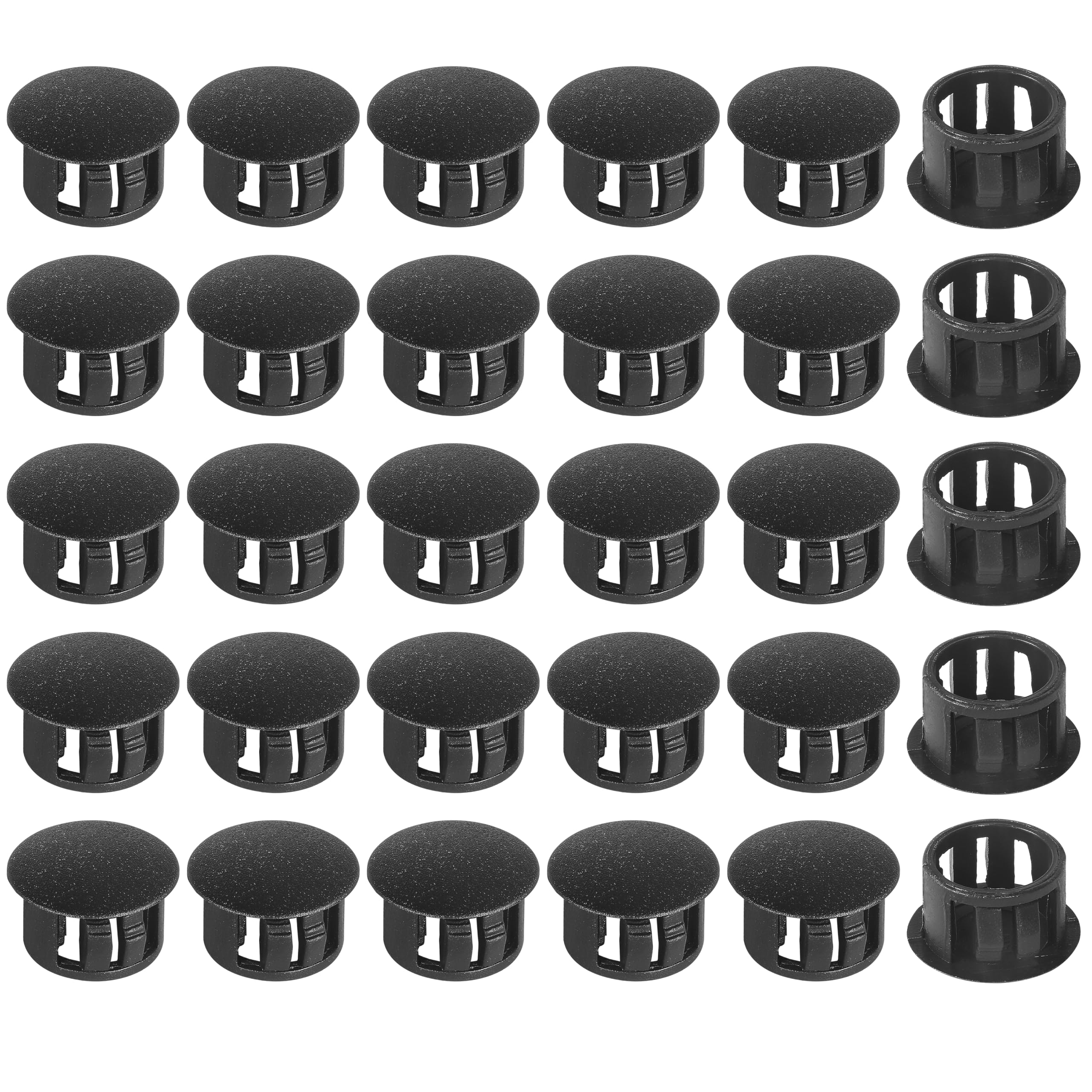 14mm Plastic Hole Plugs - Masendelk Snap-in End Caps - Black - 30pcs