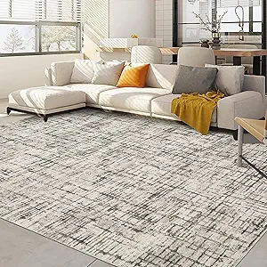 COZYLOOM Washable Area Rug 6x9 Rug for Living Room Modern Rug Non Slip Large Bedroom Rug Contemporary Abstract Rug Soft Low Pile Stain Resistant Carpet for Office Nursery Dining Room 6'x9' Taupe