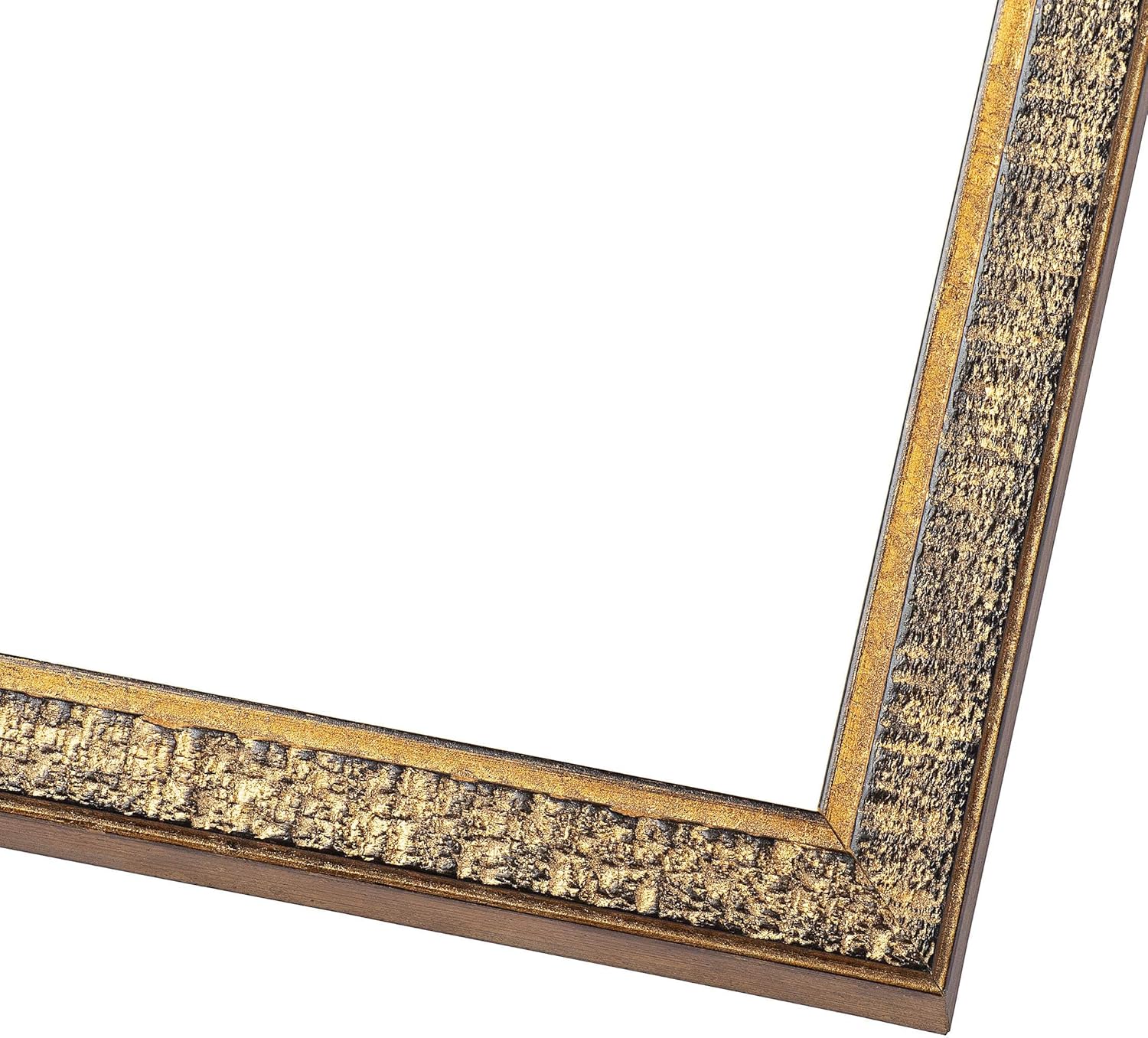 5.5x8.5 Frame Gold Picture Frame - Modern Photo Frame Includes UV Acrylic Shatter Guard Front, Acid Free Foam Backing Board, Hanging Hardware Wood Certificate Frame Wall Frames for Family Photos