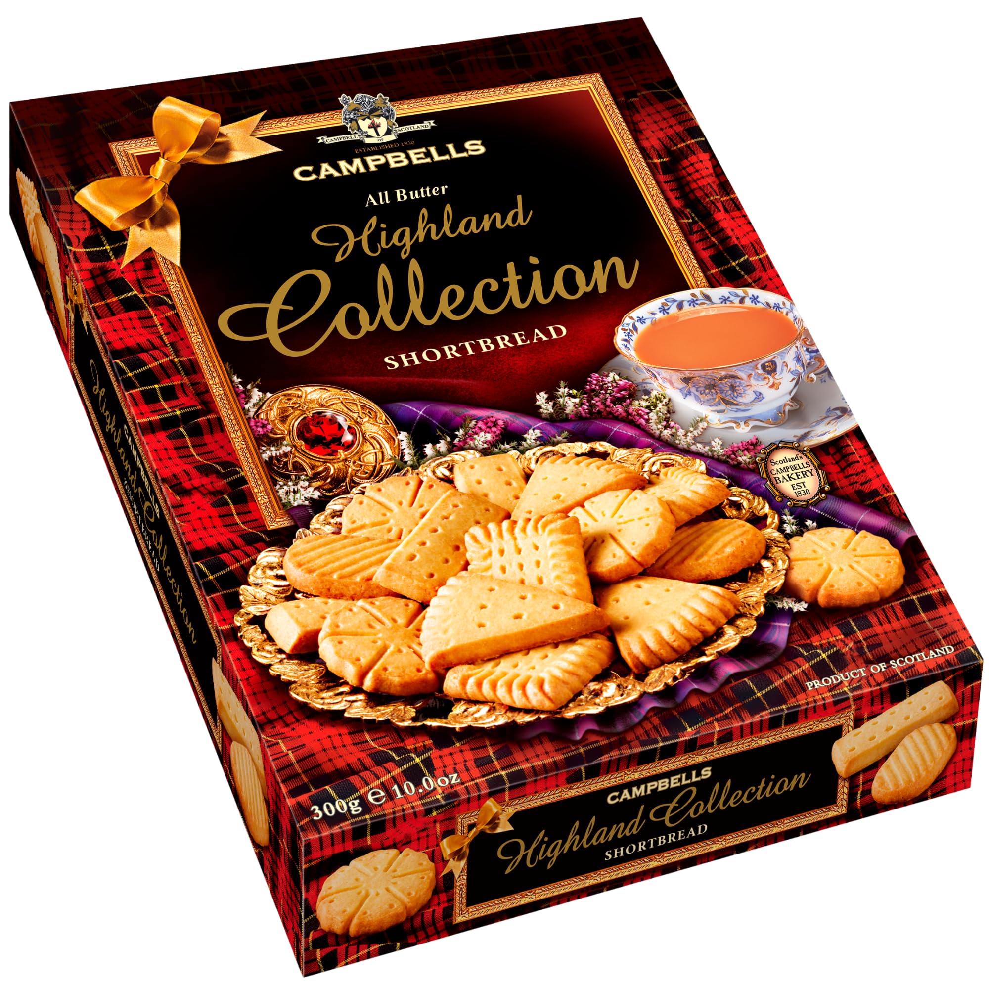 Campbells Shortbread All-Butter Highland Collection Cookies Assortment 10.58 Oz (300g) - Scottish Shortbread Cookies from Scotland, Assorted Gift Box, British Tea Biscuits, Gourmet Scottish Snacks