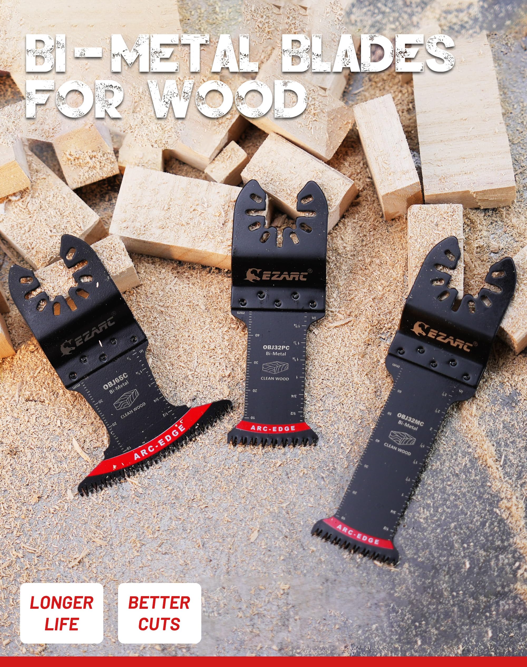 EZARC Cuchillas japonesas oscilantes de dientes – 10 cuchillas multiherramienta bimetálicas con borde de arco de corte limpio para madera y plástico, hoja de sierra oscilante para Dewalt, Milwaukee,