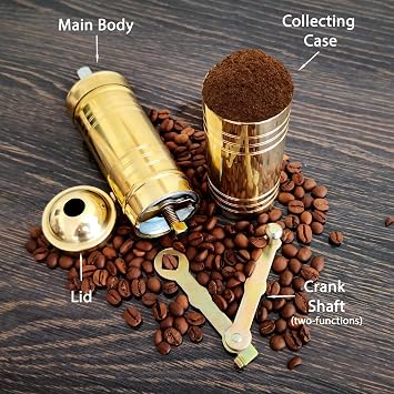 Traditional Turkish Manual Coffee Grinder, Brass Coffee Grinder, Kitchen Decor, Qualification Adjustable Grinder, Manual Coffee Mill with Handle