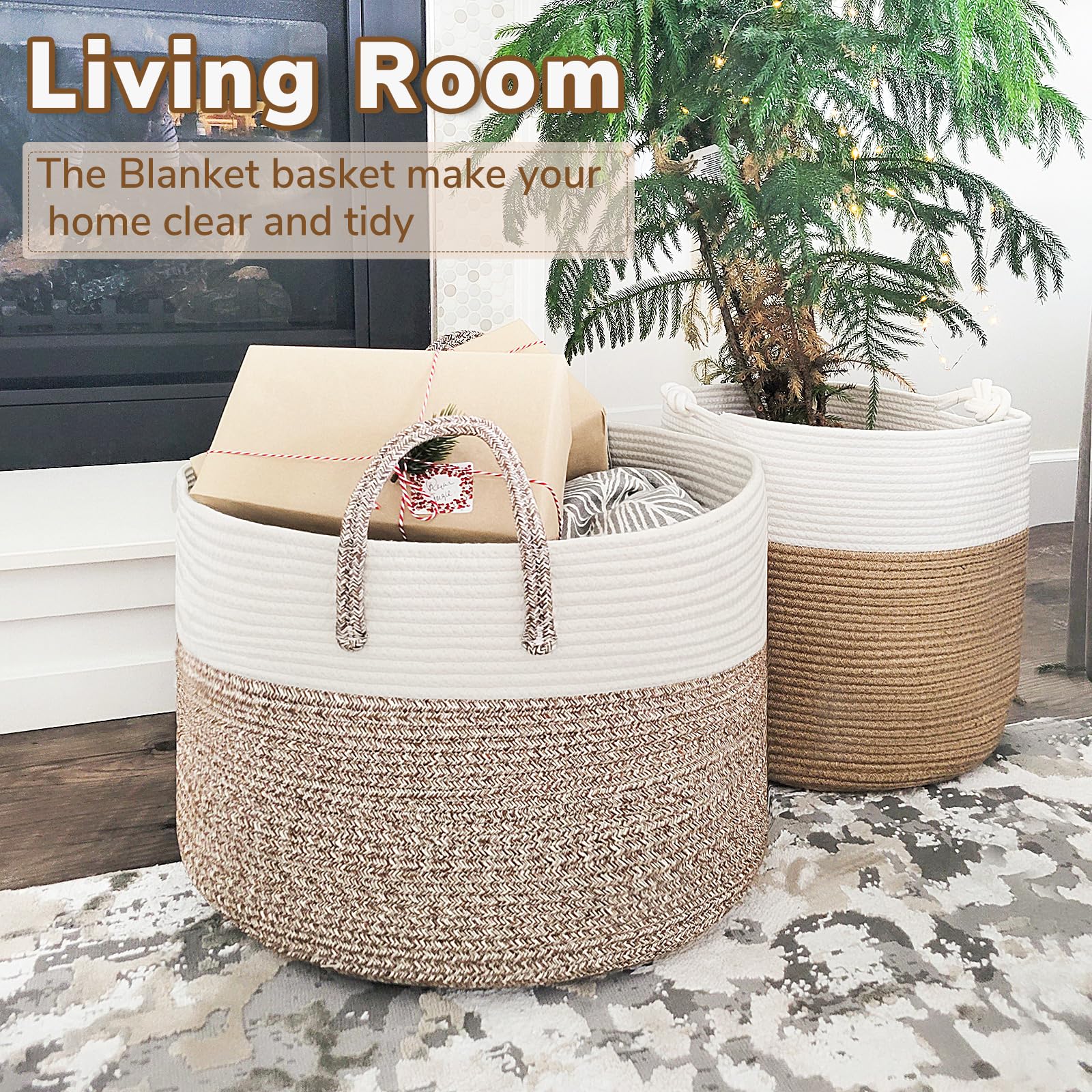 Canastas Organizadoras R RUNKA Juego De 3 Canastas Pequeñas De Cuerda De  Algodón De 11 X, image size:1600x1600