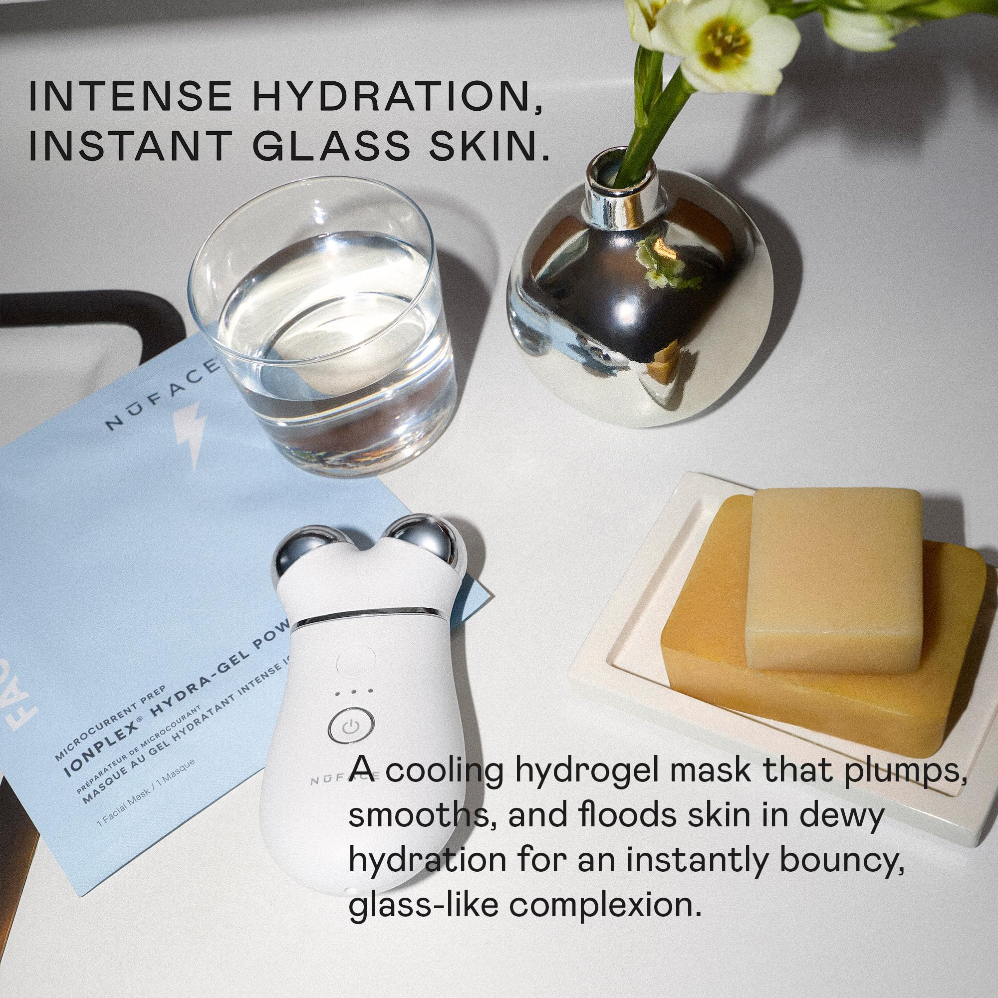NuFACE IonPlex Hydra-Gel Power Mask - Hydrogel Korean Face Mask to Help Boost Hydration, Smooth Fine Lines & Enhance Microcurrent Results - Reveals a Dewy, Glass Skin Glow (5 Count)